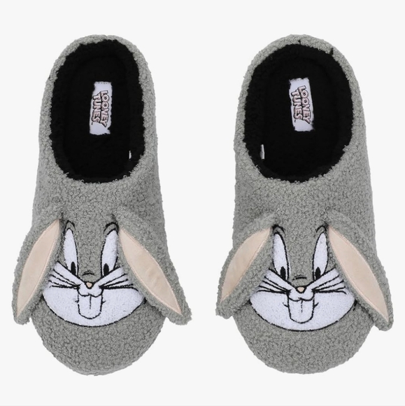Bioworld Looney Tunes Bugs Bunny Face Adult Gray Scuff Slippers Size Medium 9/10 - Picture 1 of 8